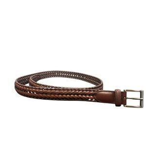 Roundtree & Yorke Woven Leather Belt - Deep Brown (H7)